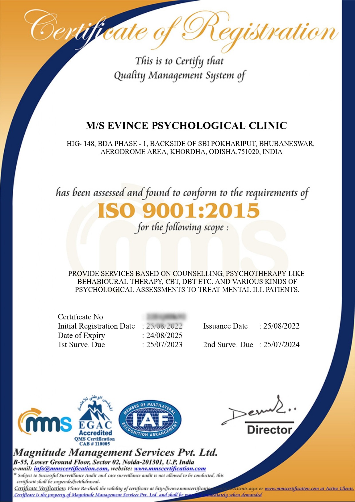 Clinic license Certificate